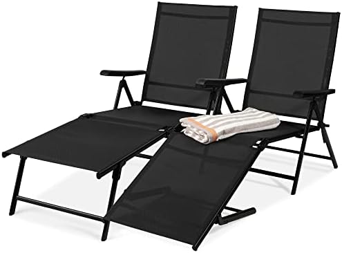 Deck Chair Lounger - Zestaw 2 leżaków ogrodowych z regulowanym