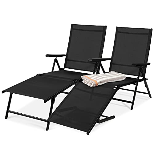 Deck Chair Lounger - Zestaw 2 leżaków ogrodowych z regulowanym