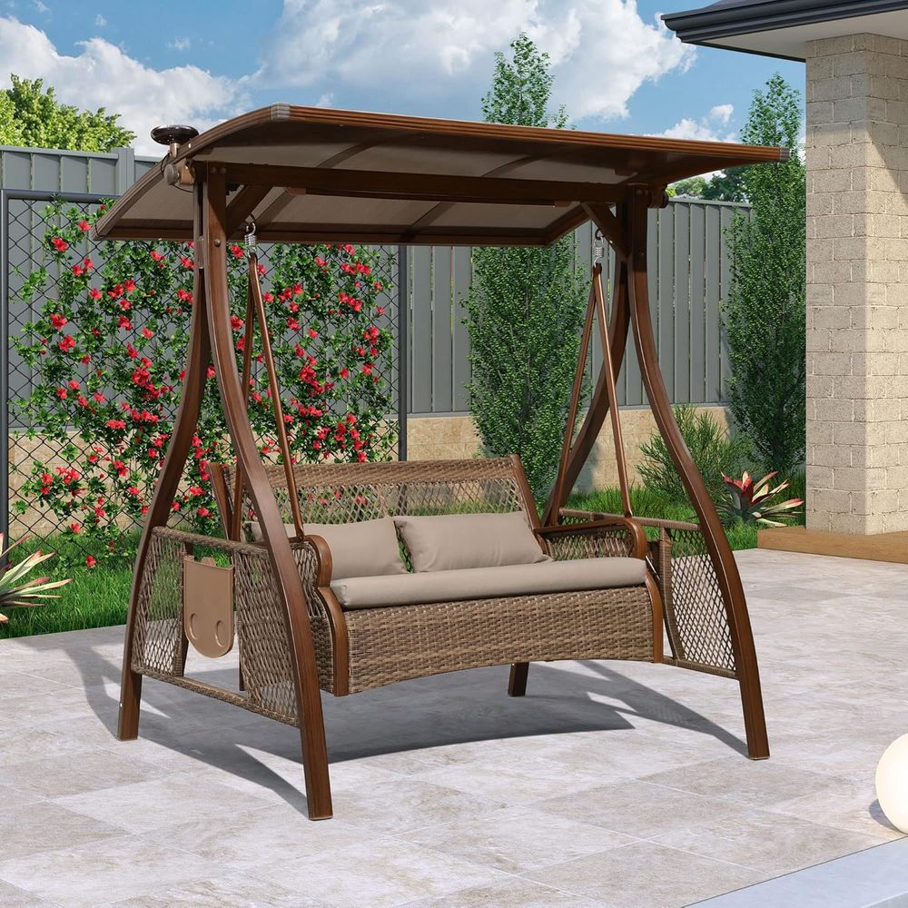 Outdoor Furniture Without Cushions - Huśtawka ogrodowa na patio dla 2