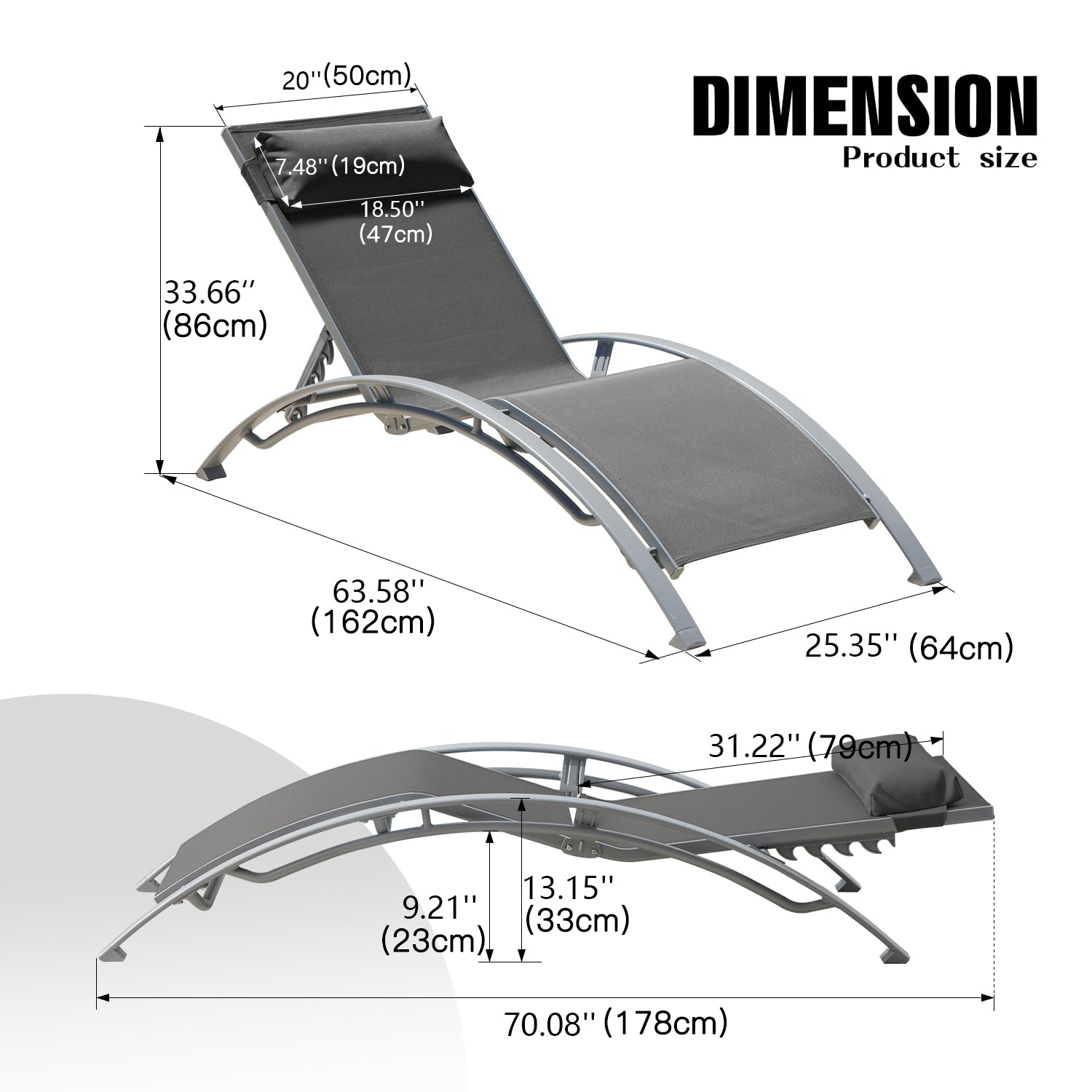 Deck Chair Lounger - Zestaw 2 Regulowanych Aluminiowych Leżaków Ogrodowych