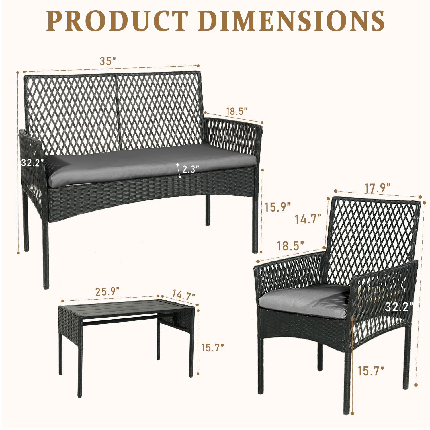 Zestaw mebli ogrodowych na pat – Outdoor Furniture Without Cushions recenzja i cena